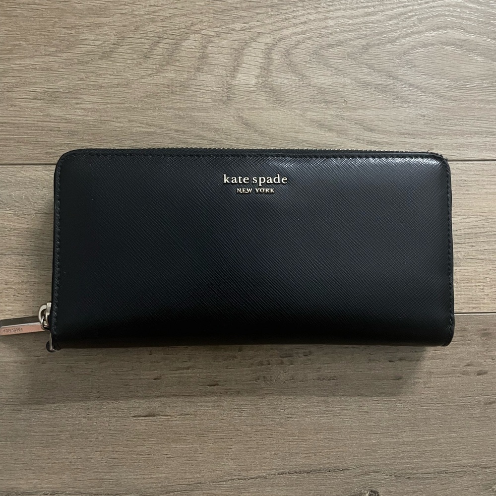 black and pink kate spade clutch